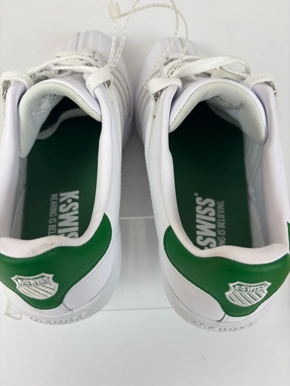 K-Swiss Classic VN Leather Sneakers Low Profile Iconic White Green Mens Size 9.5